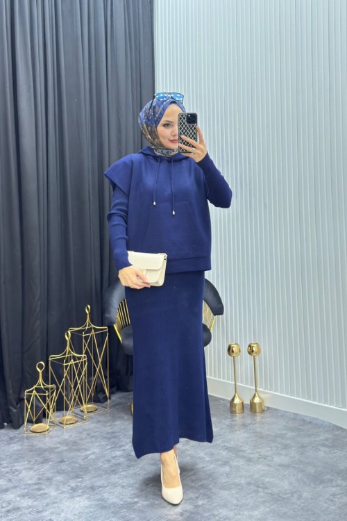 Süveterli Elbise Lacivert Lacivert