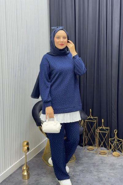 Taşlı Takım Lacivert Lacivert