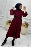 Tesettür Bağcılıklı Kaşe Bordo Bordo