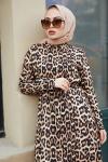 Tesettür Elbise Leopar Desenli Leopar