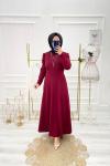 Tesettür Lady Elbise Bordo  Bordo