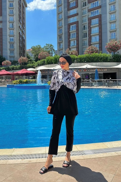 Tesettür Mayo Siyah Beyaz Siyah Beyaz