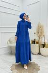 Toprak Tesettür Elbise Saks Mavisi  Saks Mavisi