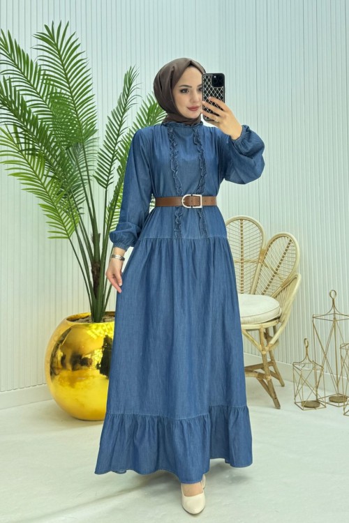 Umay Tesettür Elbise Mavi Mavi