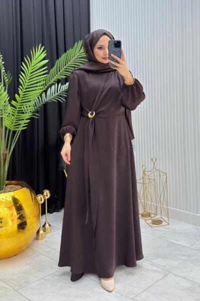 Viral Elbise Kahverengi  Kahverengi