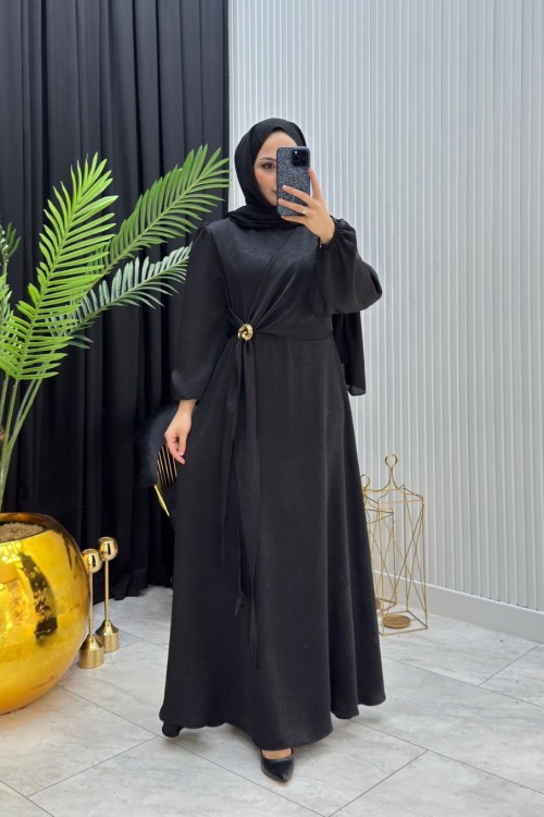 Viral Elbise Siyah Siyah