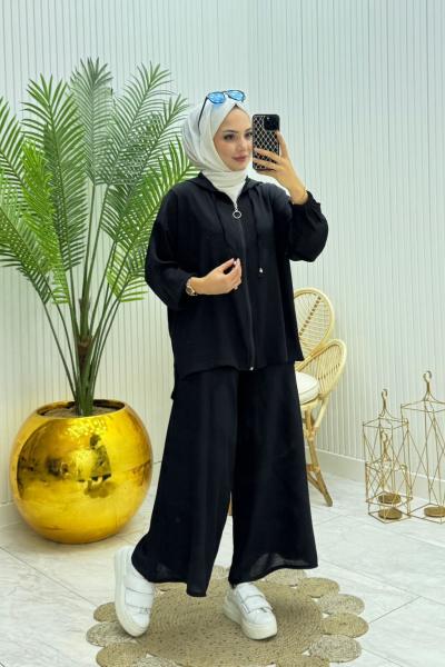 Yıldız Tesettür Takım Siyah Siyah