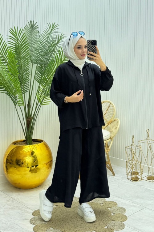Yıldız Tesettür Takım Siyah Siyah