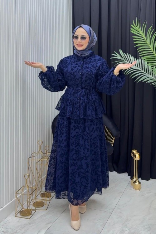 Yonca Dantel Takım Lacivert  Lacivert