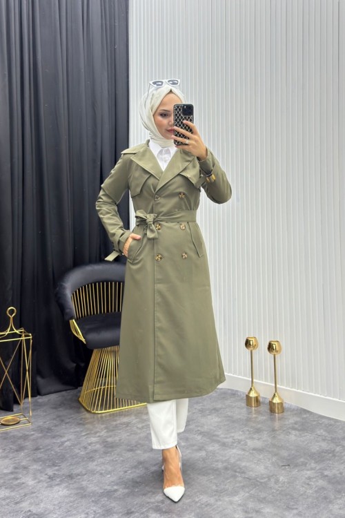 Zincir Detay Trenç Haki Yeşili  Haki