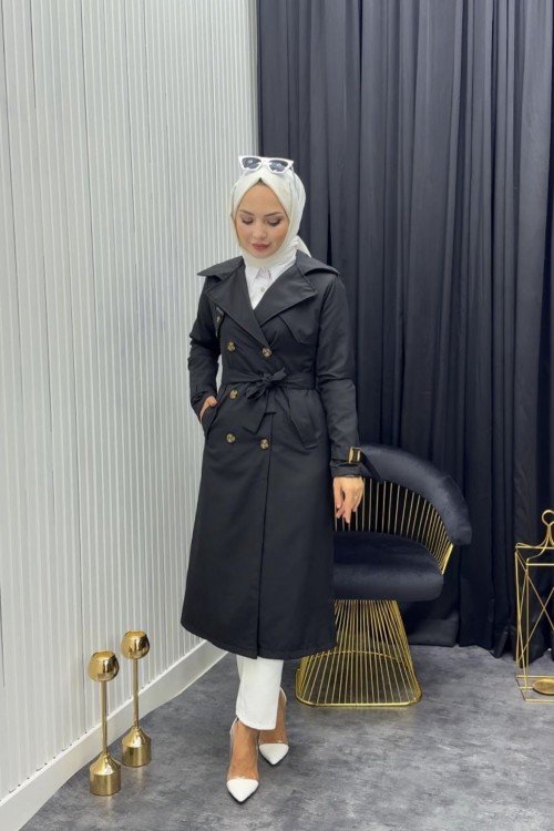 Zincir Detay Trenç Siyah Siyah