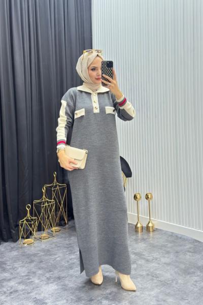 Züleyha Elbise Gri Gri