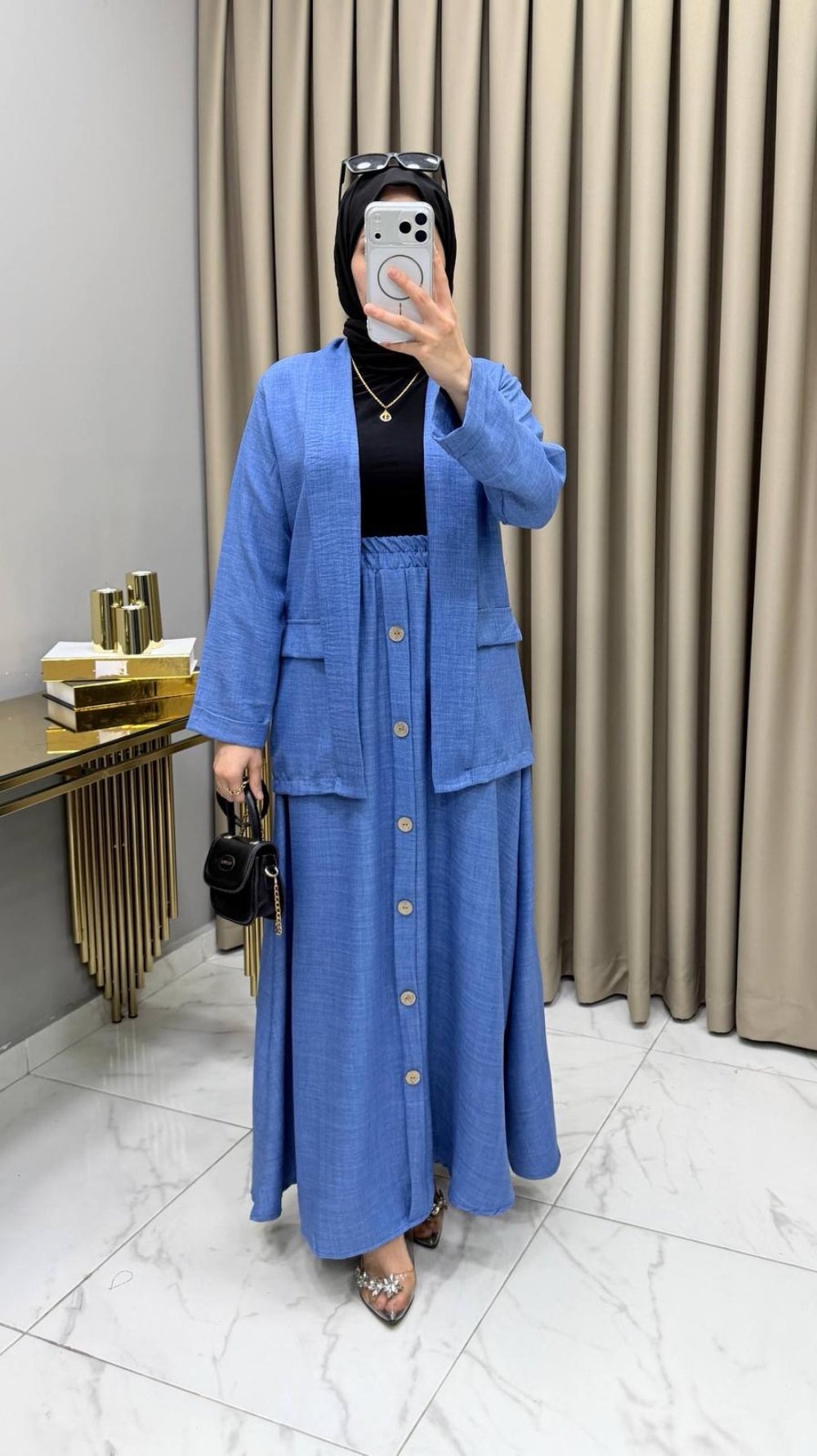 Ceketli Etekli Takım Mavi