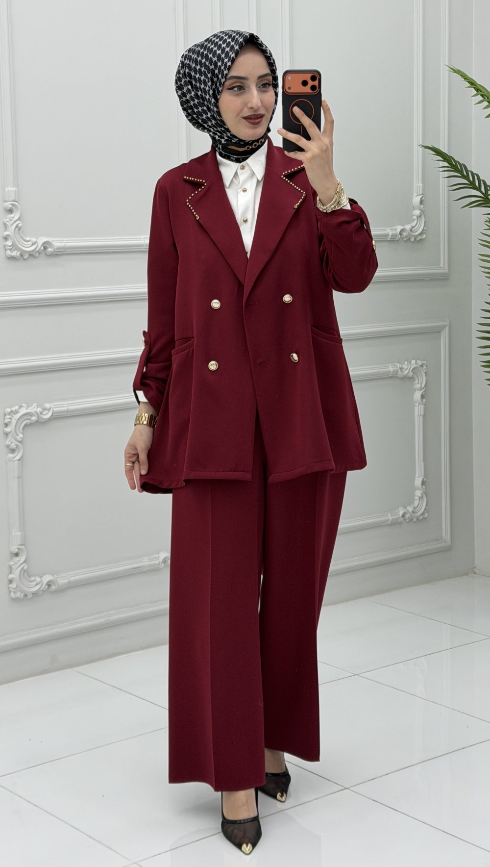 Diana Ceket Takım Bordo